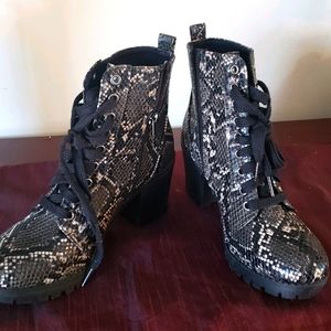 Snake Skin Moto Boots